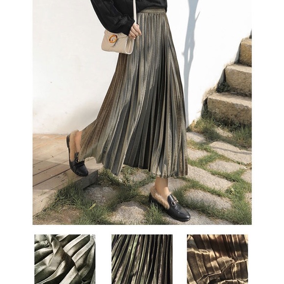 Velvet Pleated Skirt - Picture 7 of 9